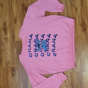 Disney Pink Stitch Ohana Large Sweatshirt